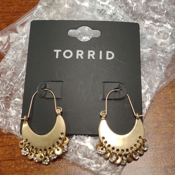 Torrid Beaded Pave Shaky Hoop Earrings - New - Picture 2 of 4